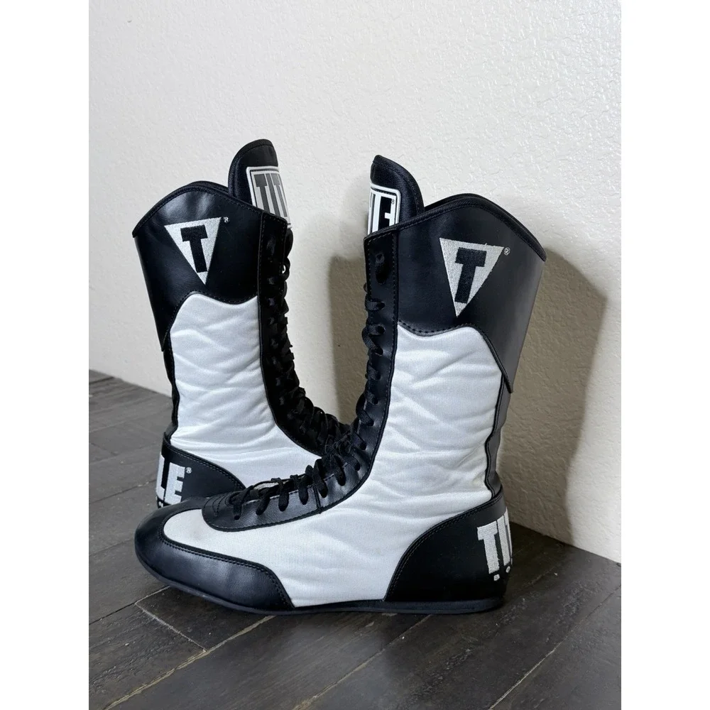 TITLE Boxing Hi-Top Speed-Flex Encore Boxing Shoes White Black Size 10 EU 44